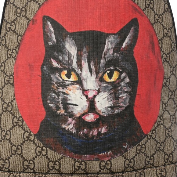 Gucci GG Supreme Mystic Cat Backpack Greige Canvas Daypack - Picture 8 of 9
